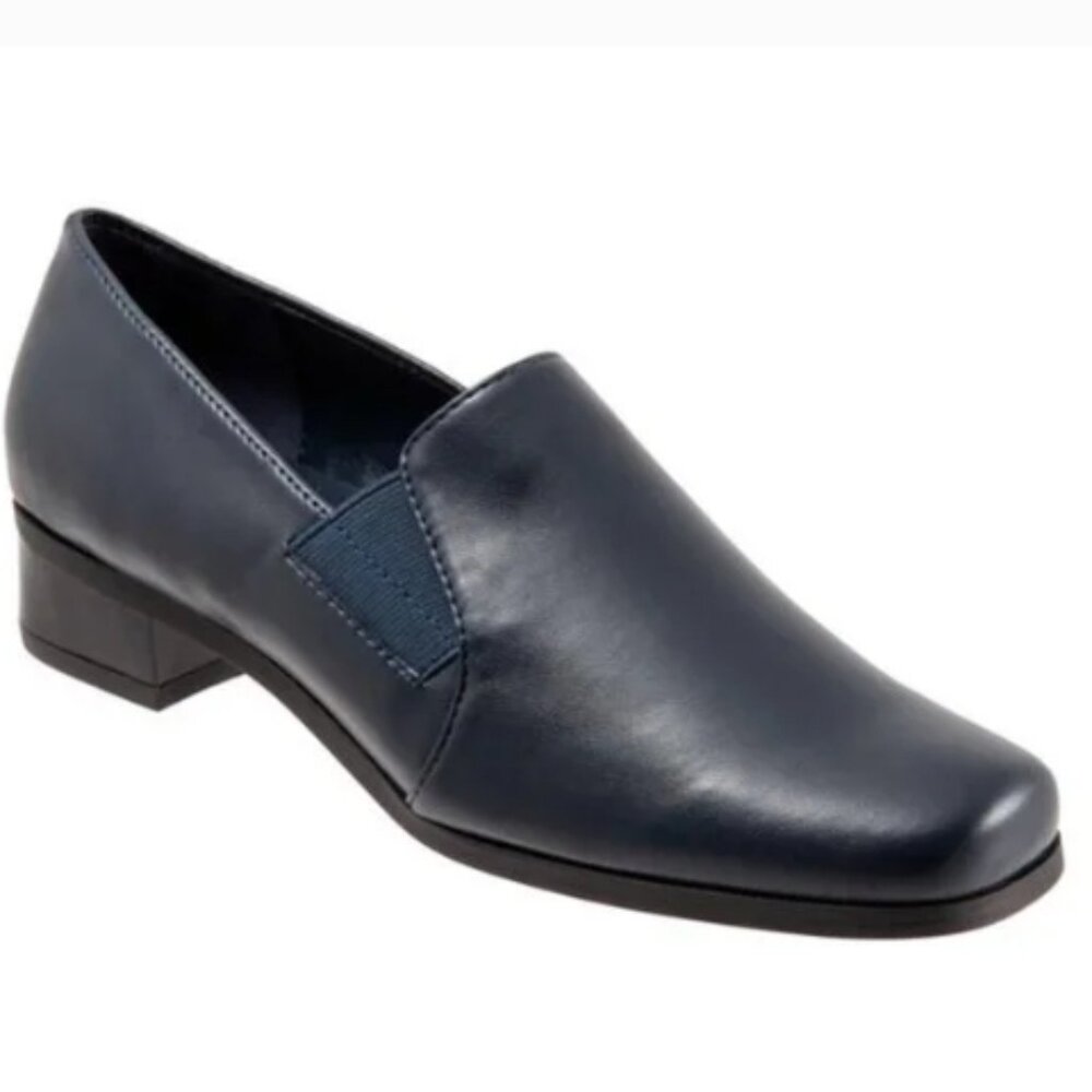Trotters Women's Ash Loafer – Navy Kid Leather, Size 9.5 N Comfort Shoes